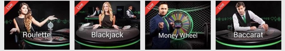 Spela live roulette, black jack, poker, baccarat