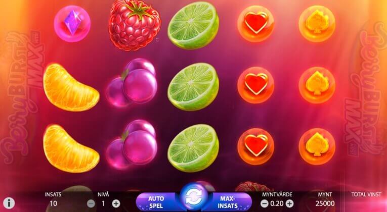 Berryburst Max har inga free spins men re-spins och sticky wilds som bonus