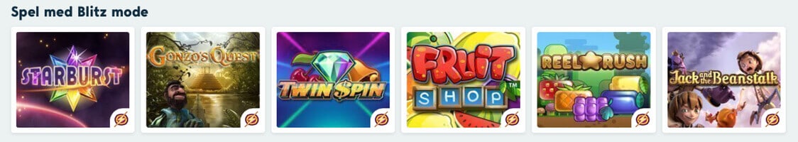 Spel med bonus och free spins hos Speedy Casino