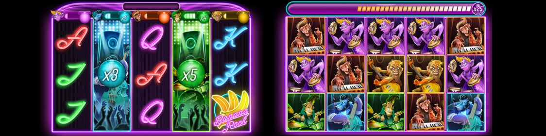 Bonus och free spins i Banana Rock