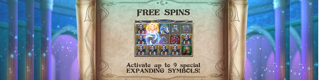 Bonus och free spins i Rise of Merlin slot