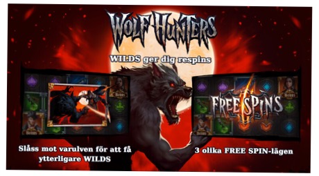 Skärmbild med info om Wolf Hunters bonusar och free spins.