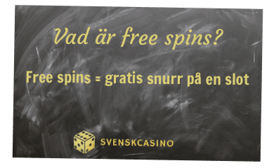 Skylt med förklaring av online casino Free Spins