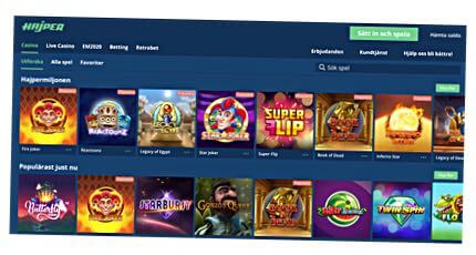 Skärmbild online casino hos Hajper