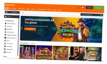 Skärmbild av lobbyn i betsson casino