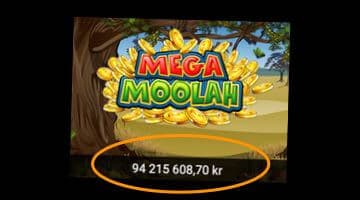 Inringad jackpottsumma i Mega Moolah