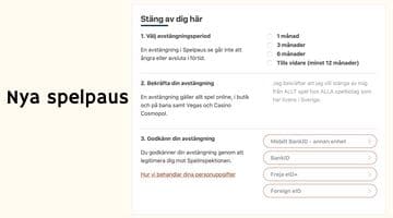 Registreringsformuläret på nya spelpaus.se