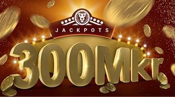 Reklambild för LeoVegas jackpottkampanj där man kan vinna jackpottar värda över 300 miljoner kr.