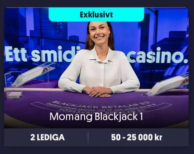 Blackjackbord hos Momang casino