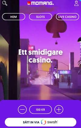 Insättning med Swish hos Momang casino