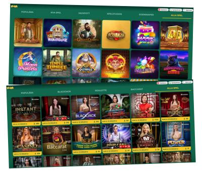 Spelavdelningar hos Klirr. Slots och livespel.