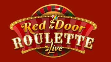 Loggan för Red Door Roulette live mot röd bakgrund.