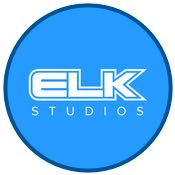En tunn rund mörkblå ram med ELK Studios logga i.