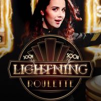 Bild på en spelvärd samt loggan för spelet Lightning Roulette