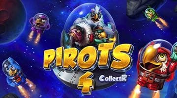 Omslagsbild till sloten Pirots 4 med loggan och bilder på papegojorna i rymdkapslar.