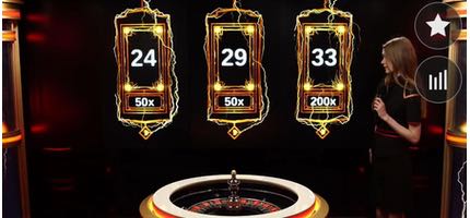 Dealern slumpar fram de första numren med vinstmultiplikator i spelomgången. Nummer 24, 29 och 33 har fått vinstmultiplikatorer