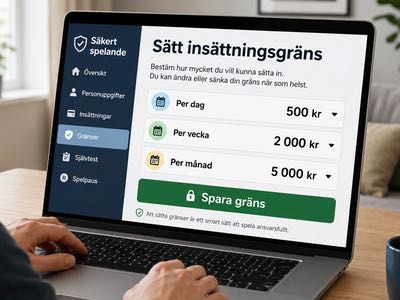 En spelare ställer in en insättningsgräns per dag, vecka och månad på ett onlinecasino.