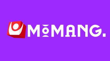 Loggan för Momang mot lila bakgrund